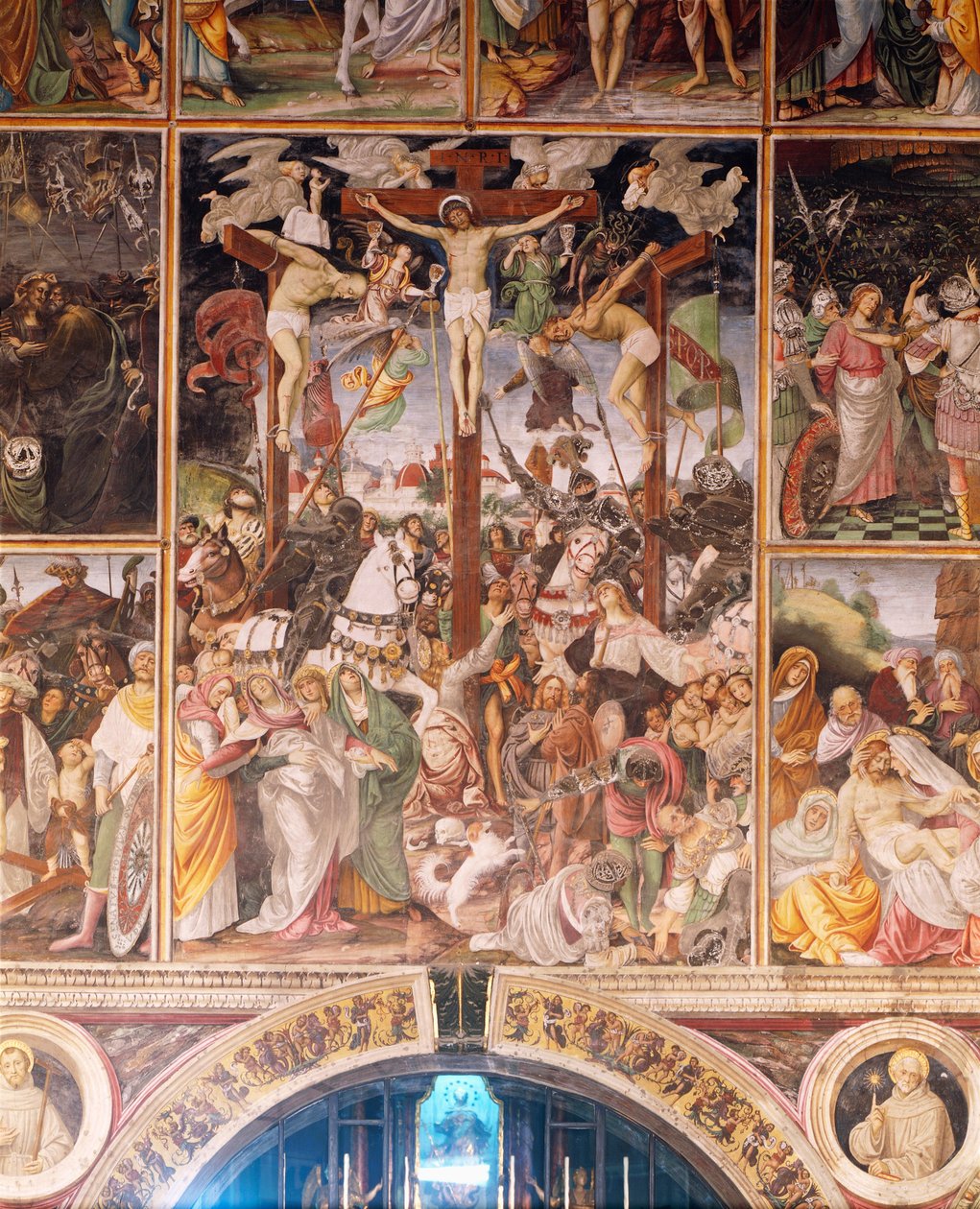 A Crucificação, detalhe de Vida e Paixão de Cristo, fresco de Gaudenzio Ferrari (1475-1546) 1513 de Gaudenzio Ferrari