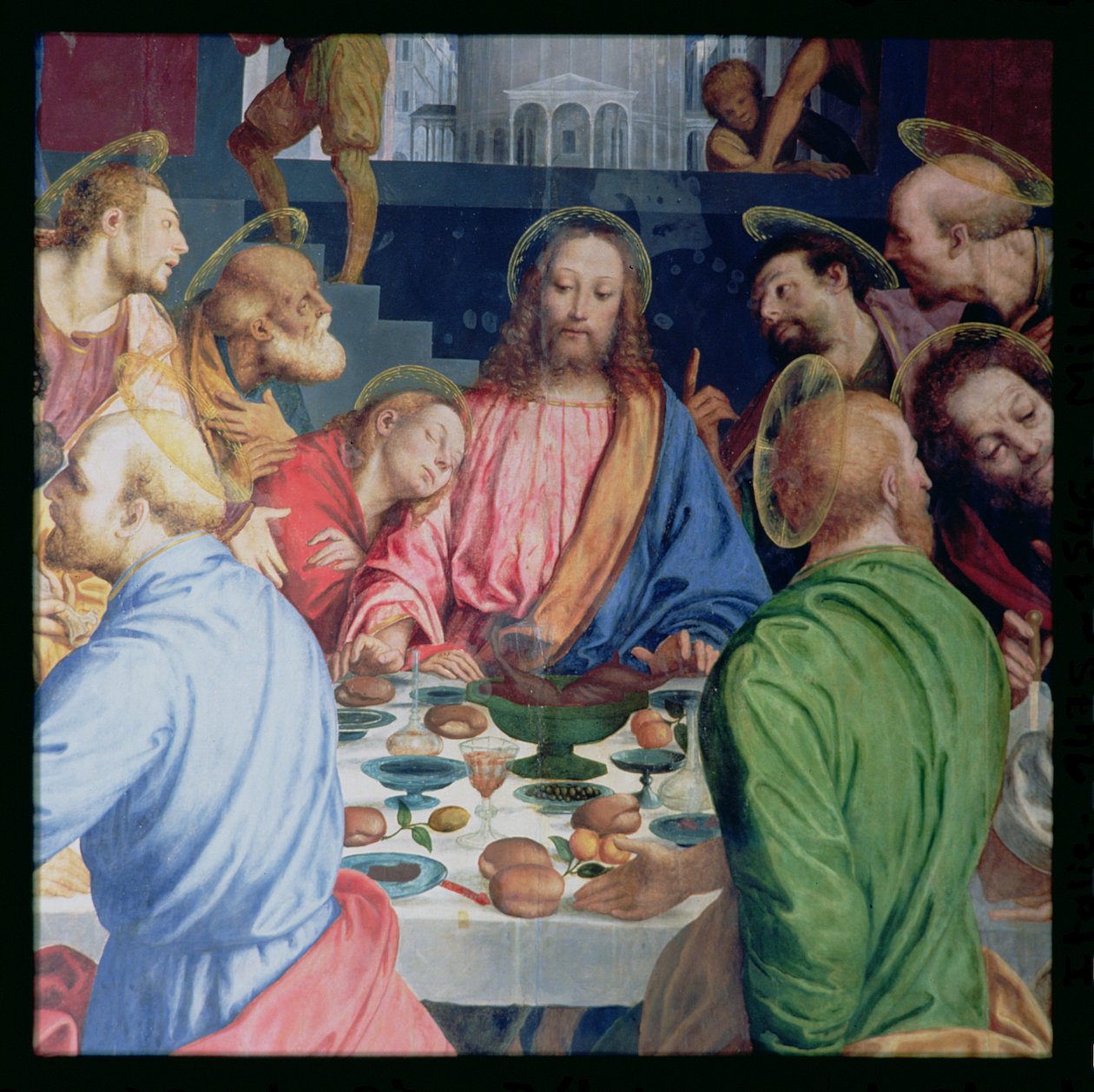 A Última Ceia, detalhe de Cristo de Gaudenzio Ferrari