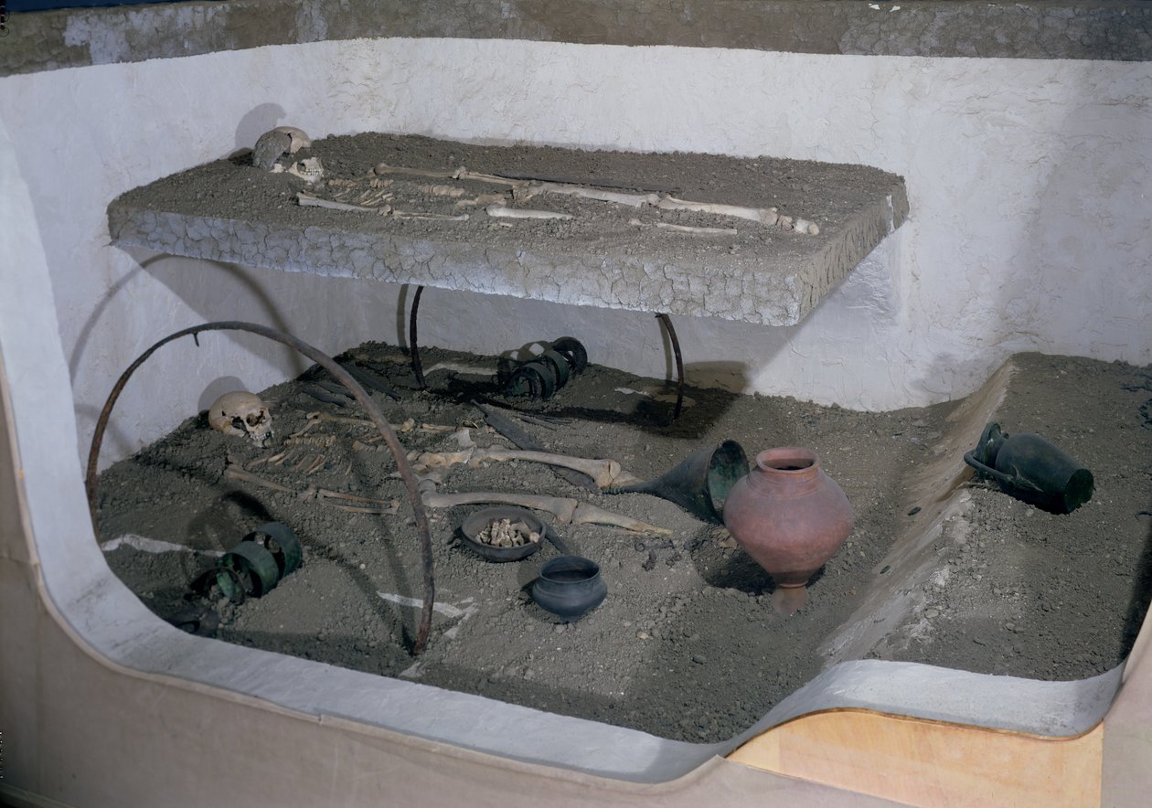 Túmulo de um chefe gaulês enterrado com sua carruagem e seu motorista de carro, de La Gorge-Meillet, Somme-Tourbe, Tene I (ver também 242427) de Gaulish