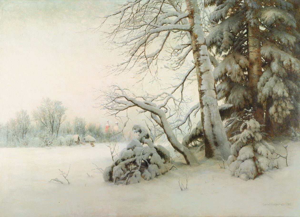 Uma manhã de inverno, 1901 de Gavril Pavlovich Kondratenko