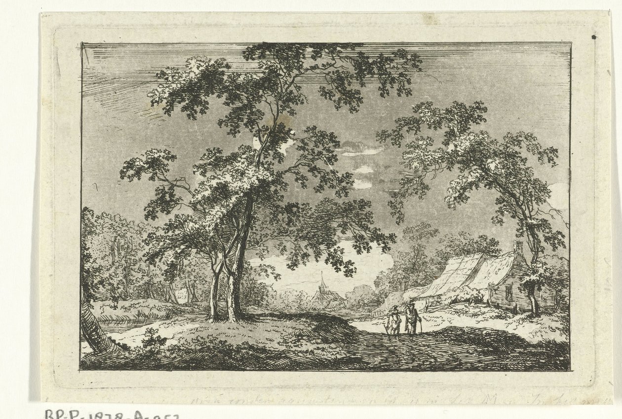 Paisagem arborizada com dois caminhantes de Geerlig Grijpmoed