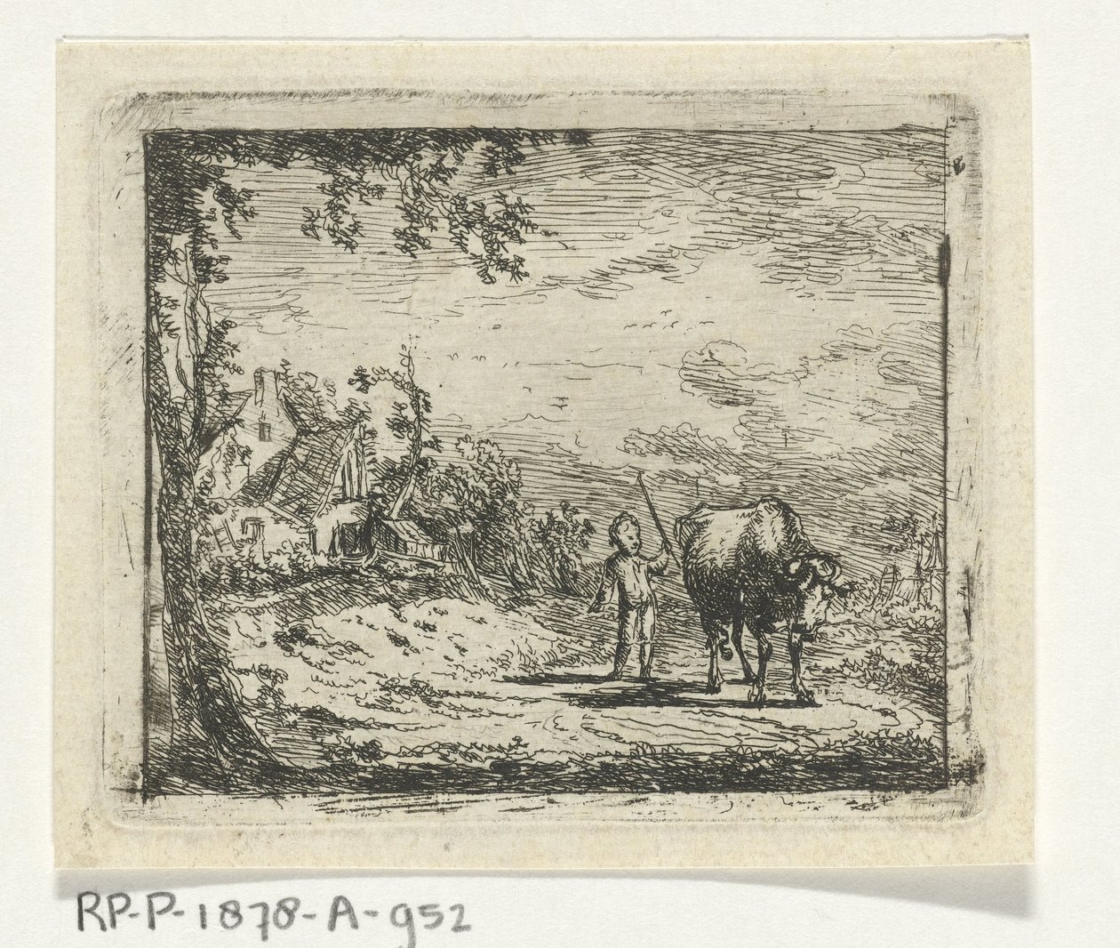 Paisagem com putto e vaca de Geerlig Grijpmoed