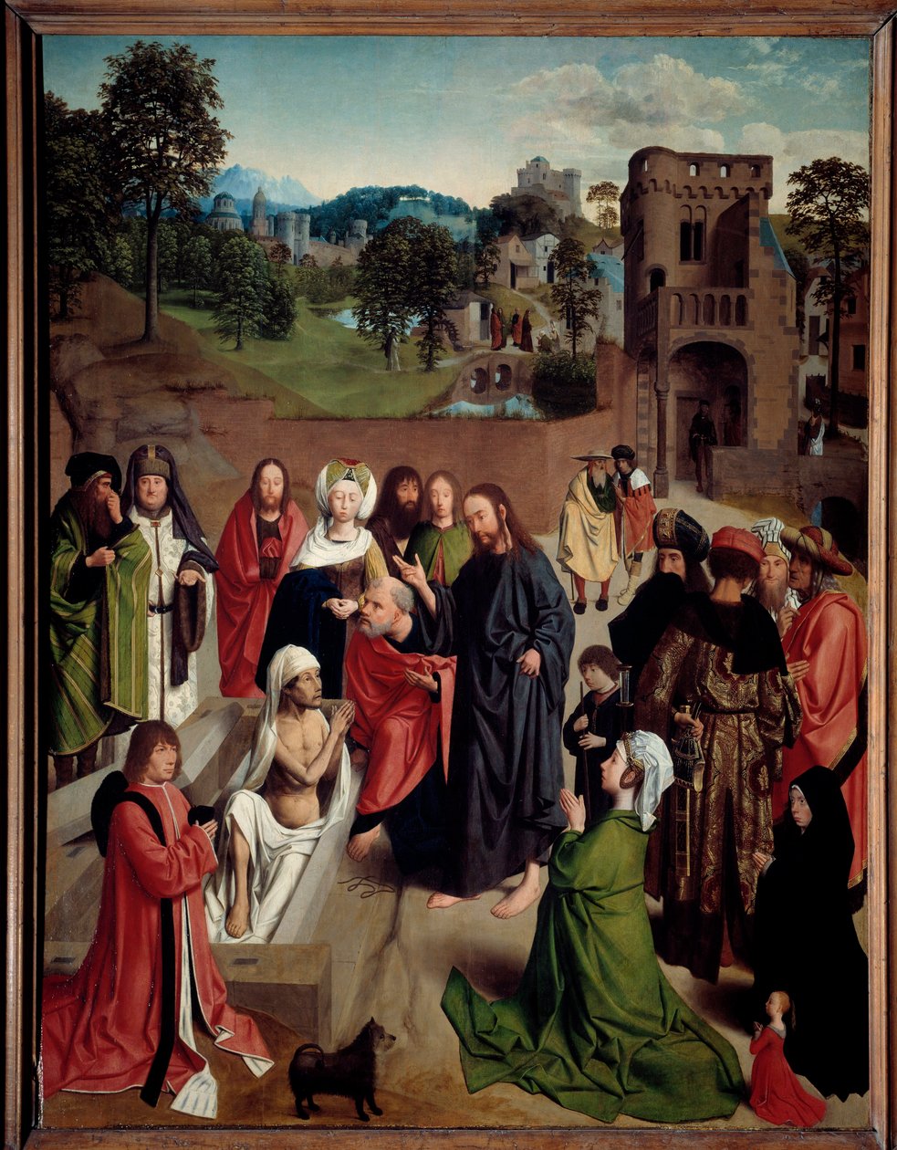 La Resurrection de Lazarus Pintura de Gerard de Saint-Jean (1460/1465-1488/1493) Sol do século XV. 1,27x0,97 m de Geertgen Tot sint Jans