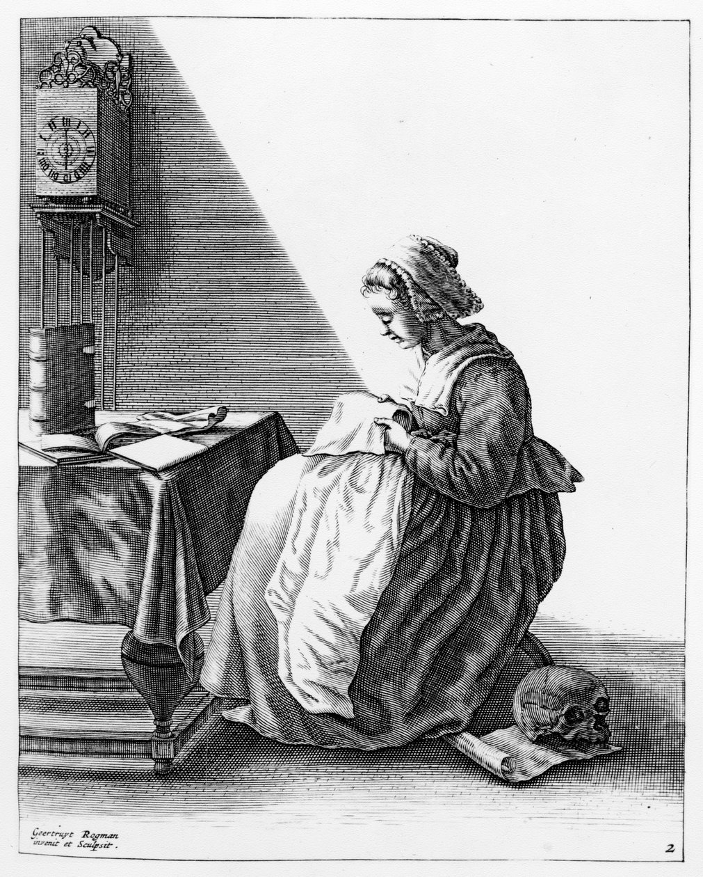 Uma mulher fazendo um babado, c.1640-7 de Geertryut Roghman