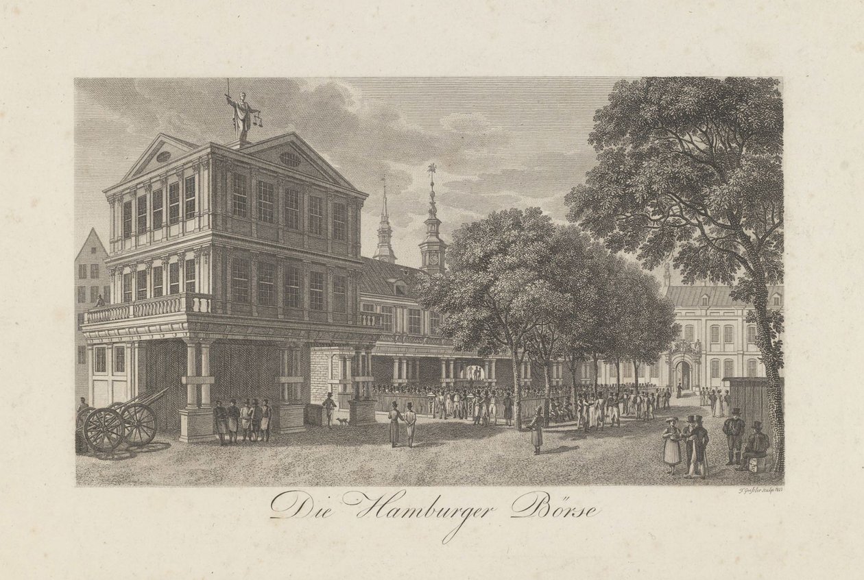 The Old Exchange em Hamburgo, 1822 de Geissler