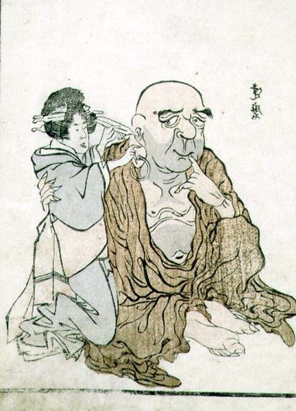T H Riches 1913 Immortal Tendo suas Orelhas Limpas, c.1815 (impressão em bloco de madeira) de Gekkotai Bokusen