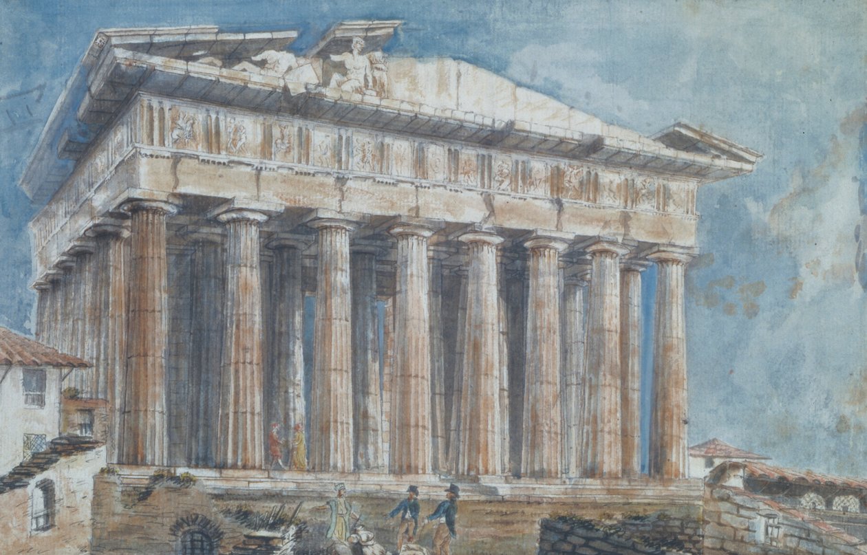 A remoção das esculturas dos frontões do Parthenon por Elgin de Gell Sir William