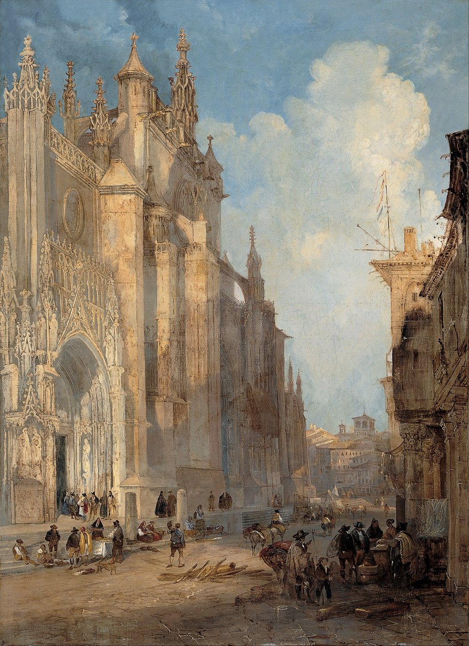 Catedral de Sevilha ao lado dos degraus de Genaro Pérez Villaamil