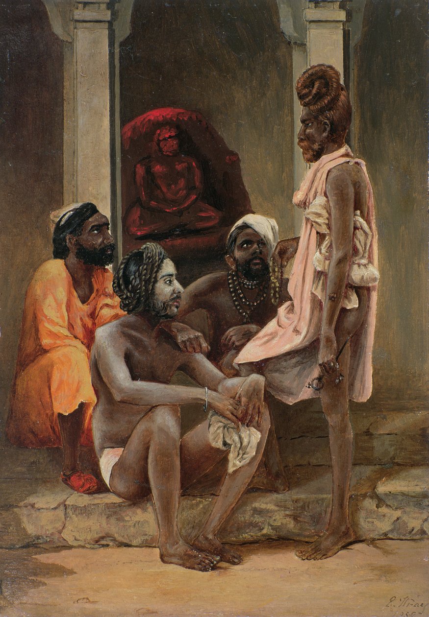 Gosiens ou faquires em Ahmedabad, 1858 (óleo sobre papel) de General E.W. Wray