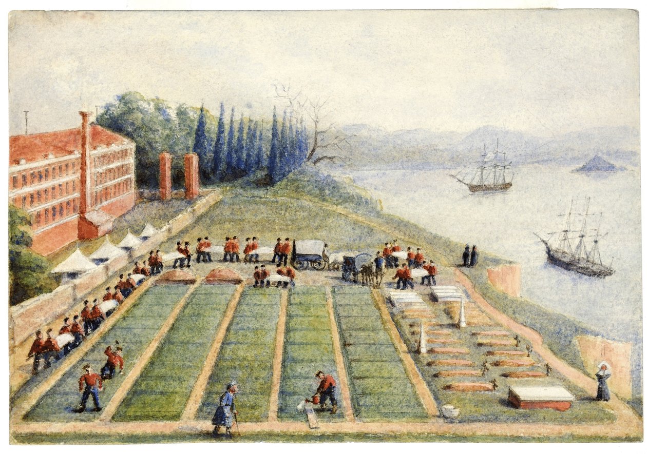 O cemitério no Hospital Geral, Scutari, abril de 1855 de General E.W. Wray