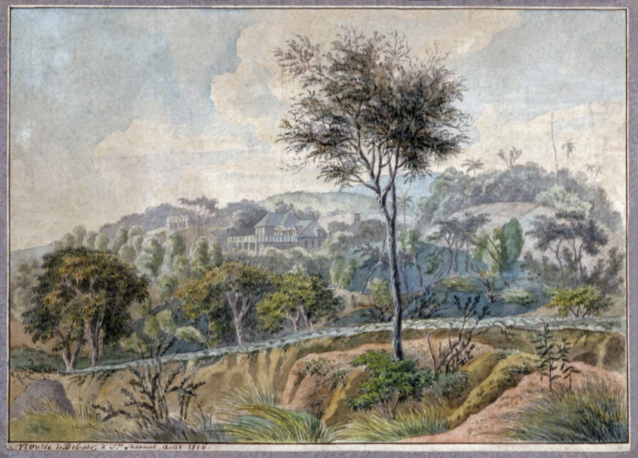 Paisagem na Reunião de Genevieve-Sophie-Marie-Adele Patu de Rosemont