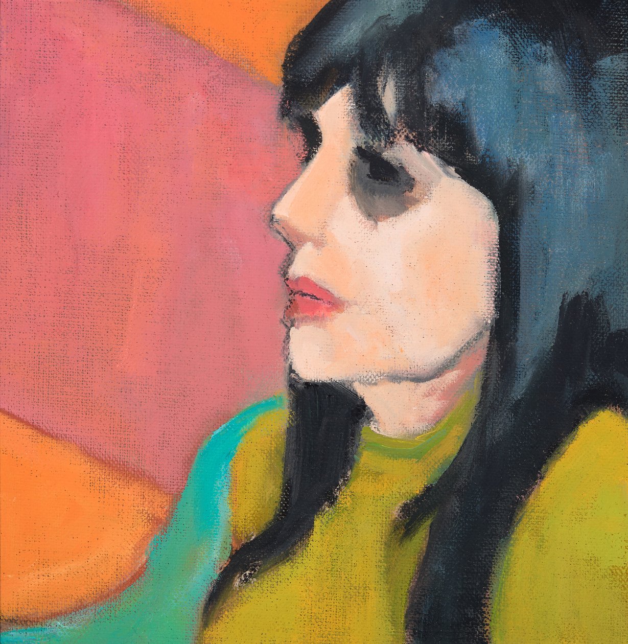 Cabelo preto, camisola de lima, 2017 (óleo sobre tela) de Genevieve French