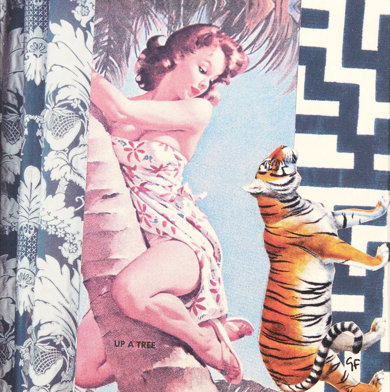 Rapariga trepadora com tigre, 2016 (colagem) de Genevieve French