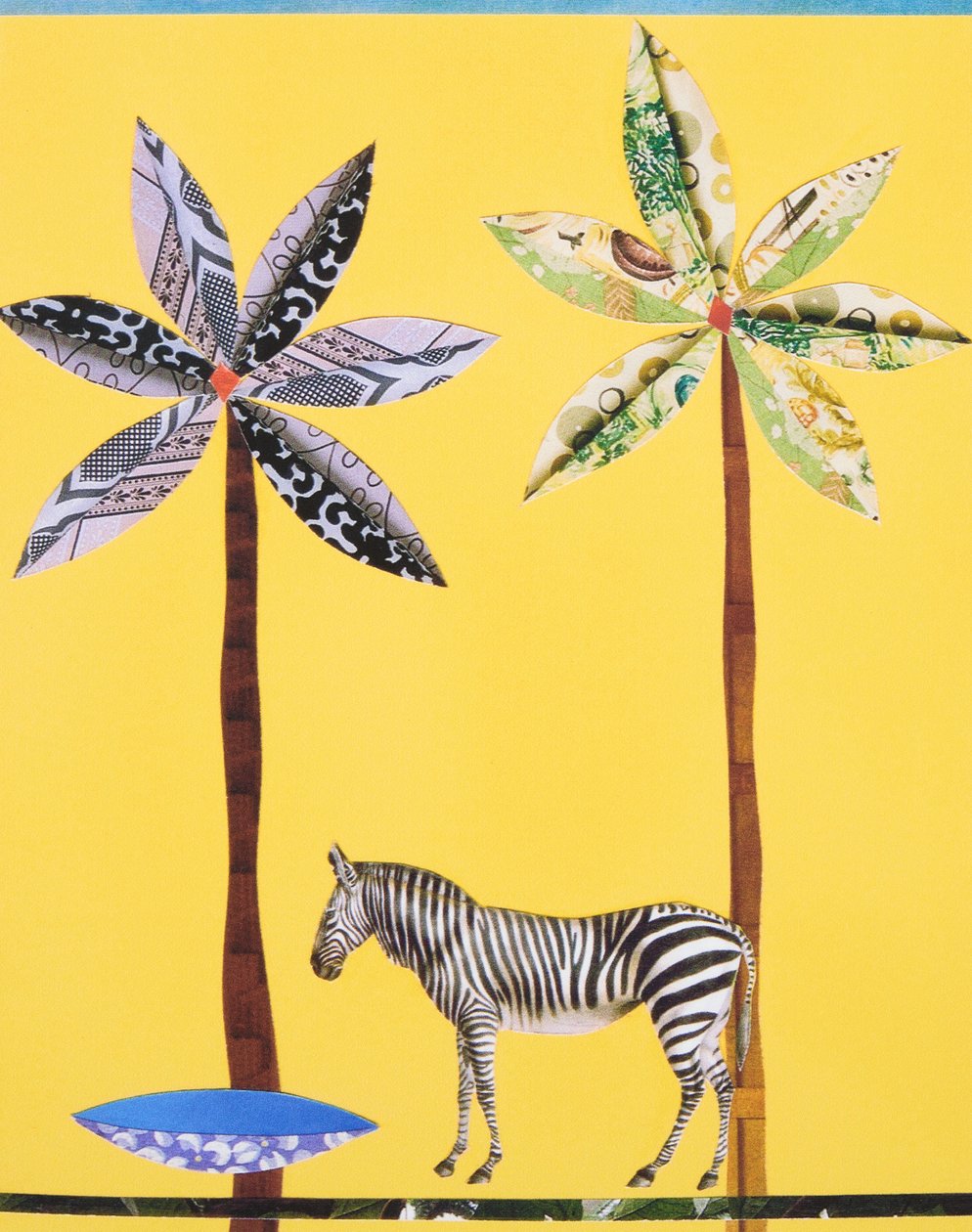 Zebra com taça azul (colagem) de Genevieve French