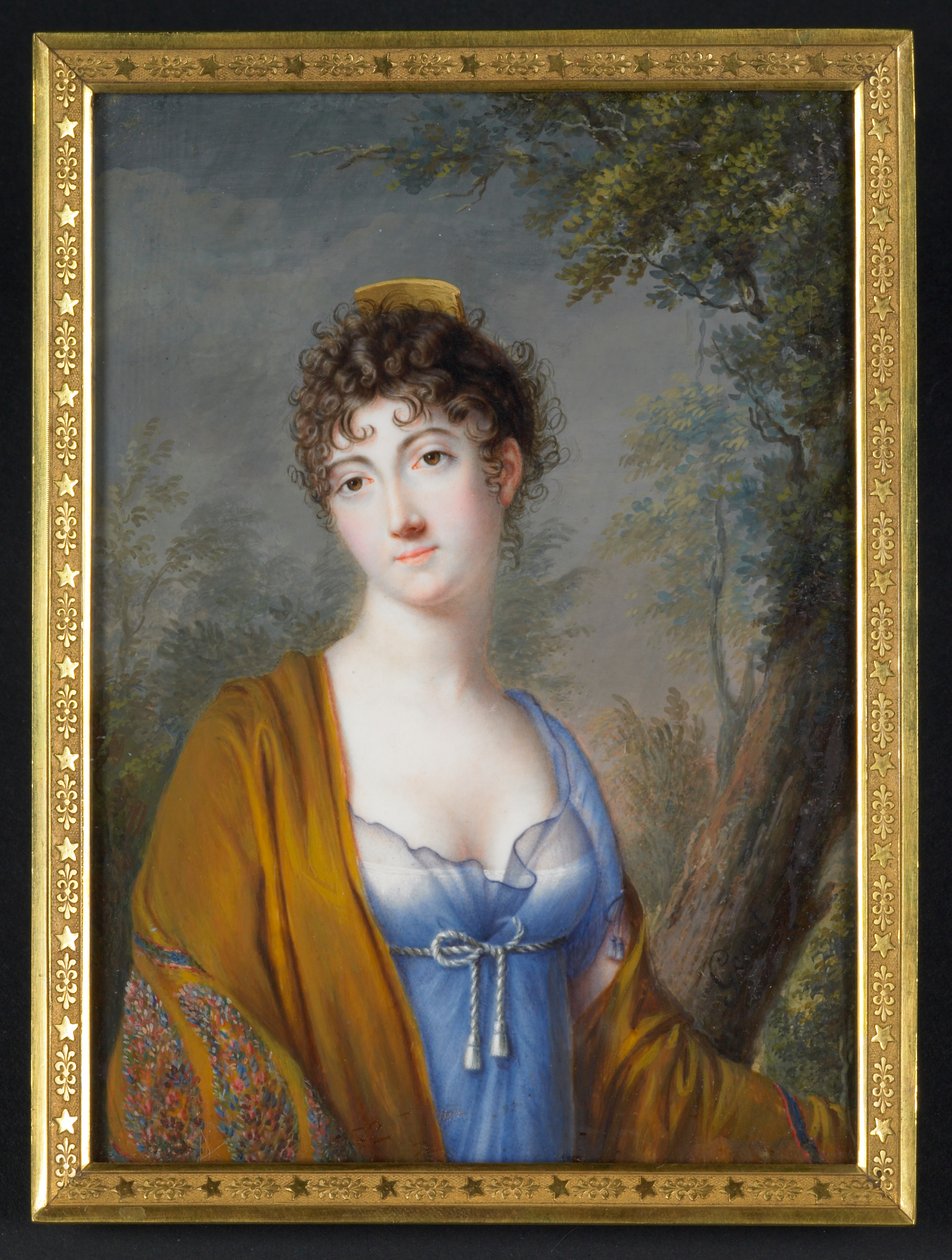 Lady in Blue com Yellow Shawl de Genot