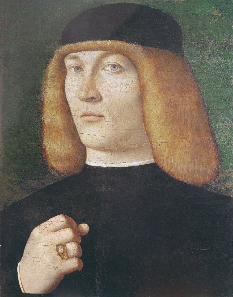 Retrato de um jovem (óleo em madeira de álamo) de Gentile Bellini