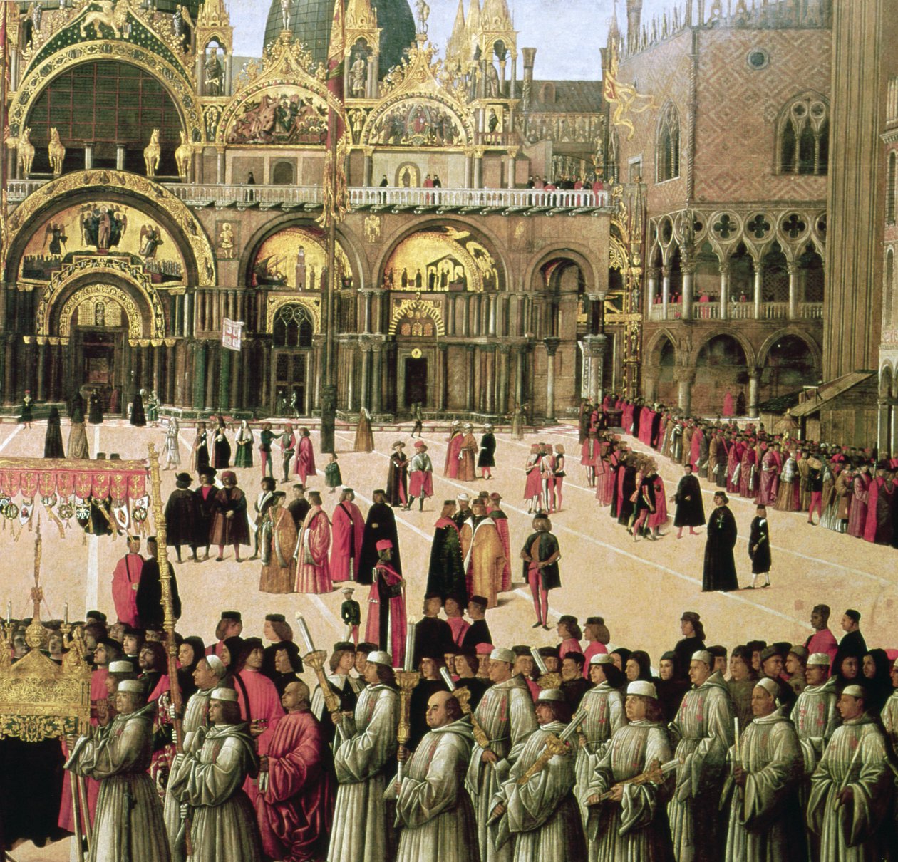Procissão em St. Marks Square, 1496 óleo sobre tela detalhe de 59423 de Gentile Bellini