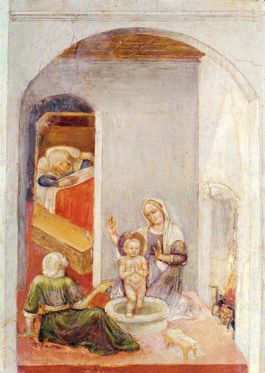 O Nascimento de São Nicolau, de Histórias de São Nicolau de Bari, c.1425 (têmpera no painel) de Gentile da Fabriano
