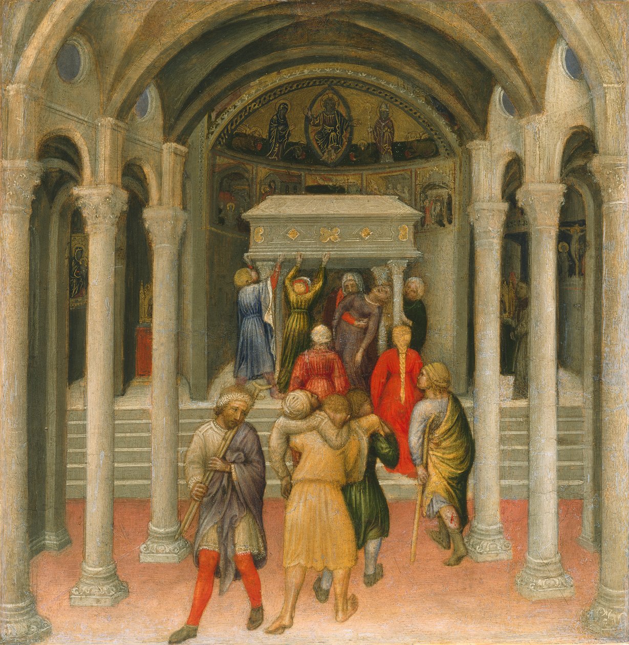O aleijado e doente curado no túmulo de São Nicolau, 1425 (têmpera no painel) de Gentile da Fabriano