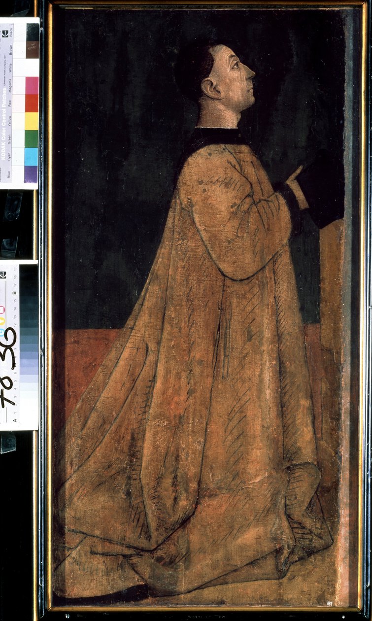 ""Retrato de um patrício, membro de uma família rica na Itália medieval"" (Retrato de um patrício) Pintura de Gentile Bellini (por volta de 1429-1507) Museu de Arte Ocidental e Oriental, Kyiv de Gentile Bellini