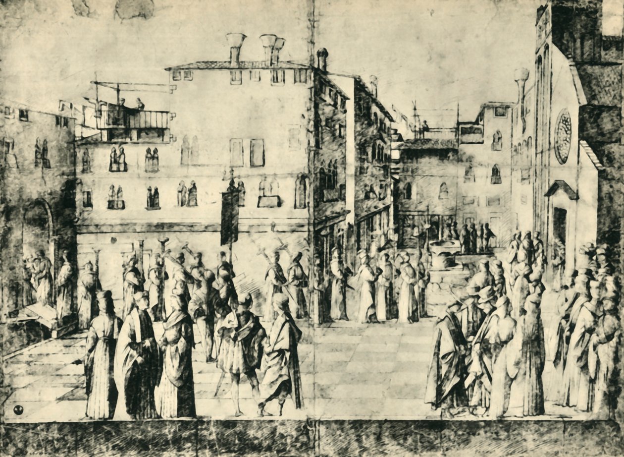 Procissão em Veneza, meados do século XV, 1943. de Gentile Bellini