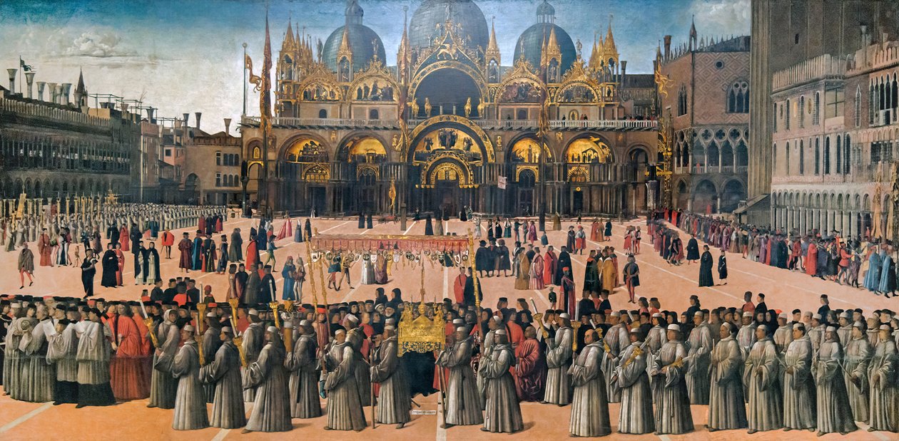 Procissão na Piazza San Marco em Veneza, 1496. de Gentile Bellini