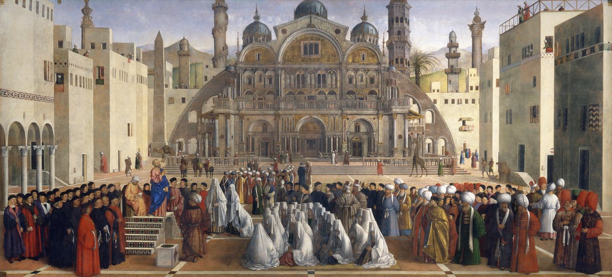 Pregação de São Marcos em Alexandria, Egipto de Gentile and Giovanni Bellini
