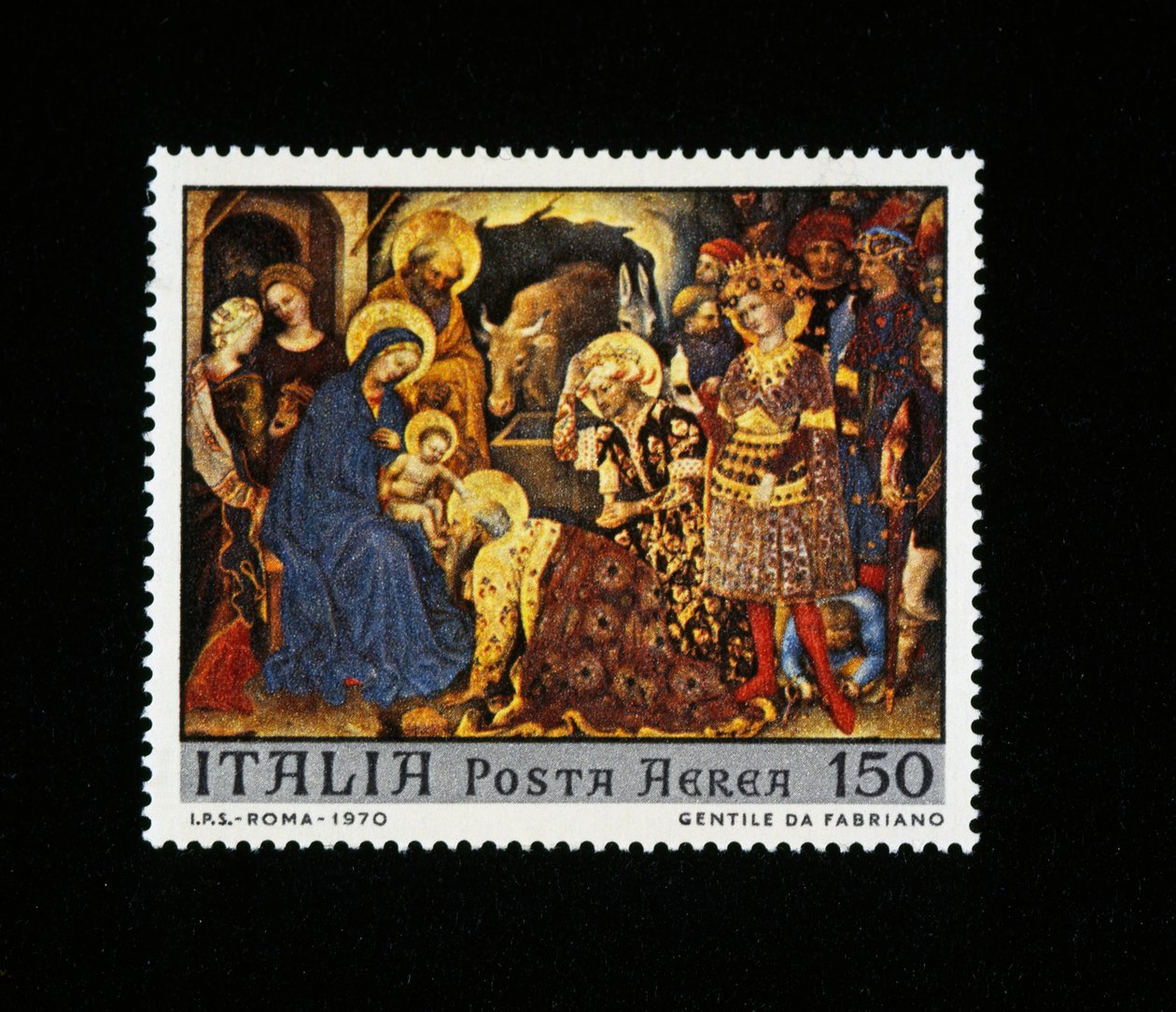 Adoração do selo postal Magi de Gentile da Fabriano