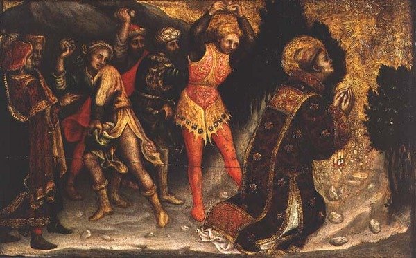 Apedrejamento de Santo Estêvão (óleo sobre painel) de Gentile da Fabriano