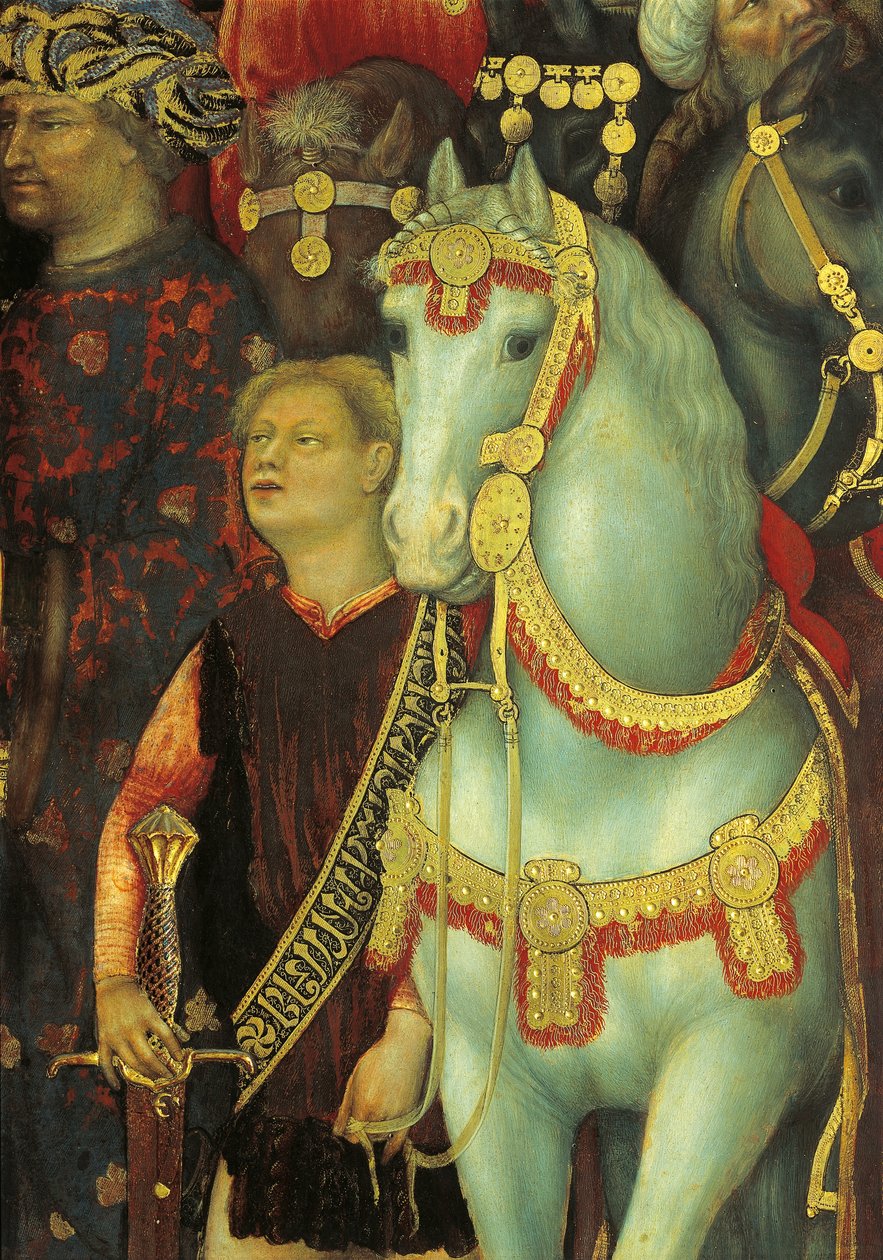 A Adoração dos Magos, detalhe dos cavalos de Gentile da Fabriano