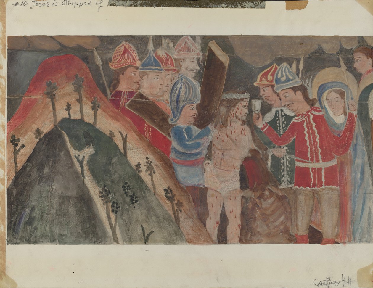 Estação da Cruz No. 10: Jesus é despido de suas vestes, c. 1936. de Geoffrey Holt