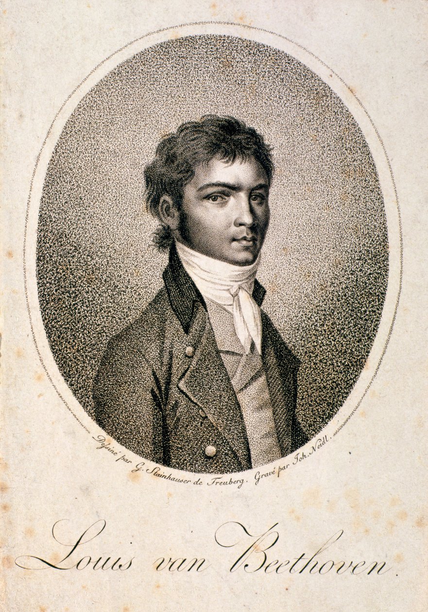 Retrato de Louis van Beethoven (1712-1717), gravado por Johann Joseph Neidl (1776-1832) (mezzotint) de Georg Andreas Steinhauser