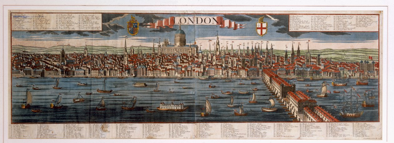 Londres (gravura colorida à mão) de Georg Balthasar Probst
