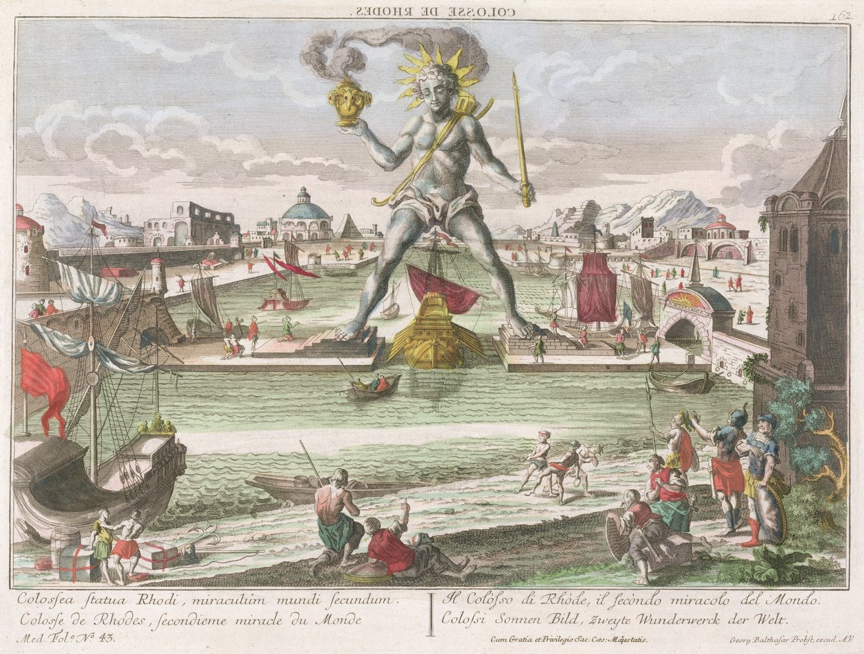 O Colosso de Rodes, segunda maravilha do mundo (para detalhes ver 87201) de Georg Balthasar Probst