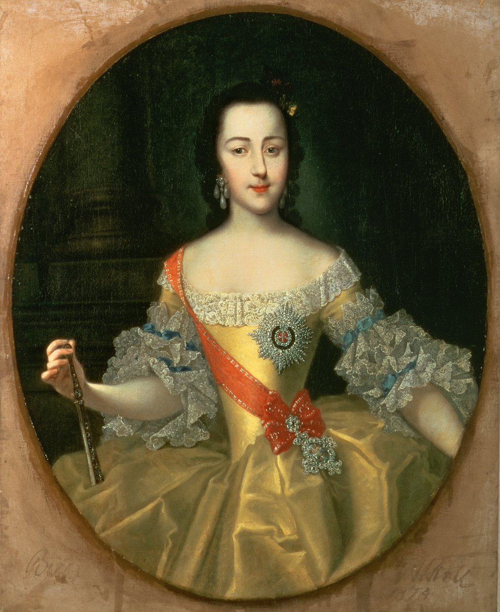 Retrato da grã-duquesa Yekatrina Alexeyevna, mais tarde Catarina II, c.1745 de Georg Christoph Grooth