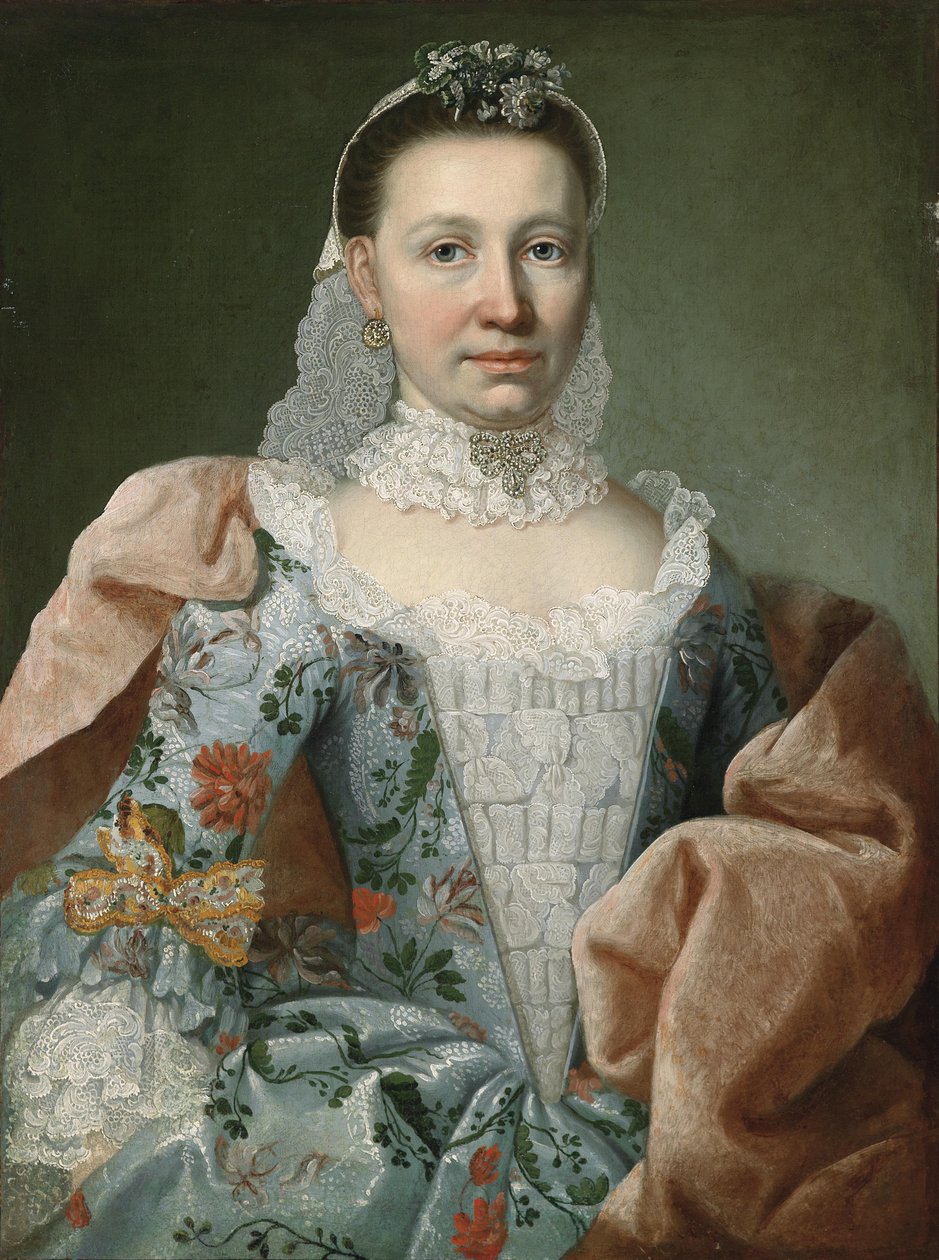Retrato, de, um, ricamente, vestido, courtly, senhora de Georg David Matthieu
