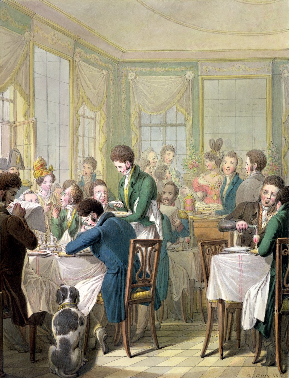O restaurante no Palais Royal, 1831 de Georg Emanuel Opitz