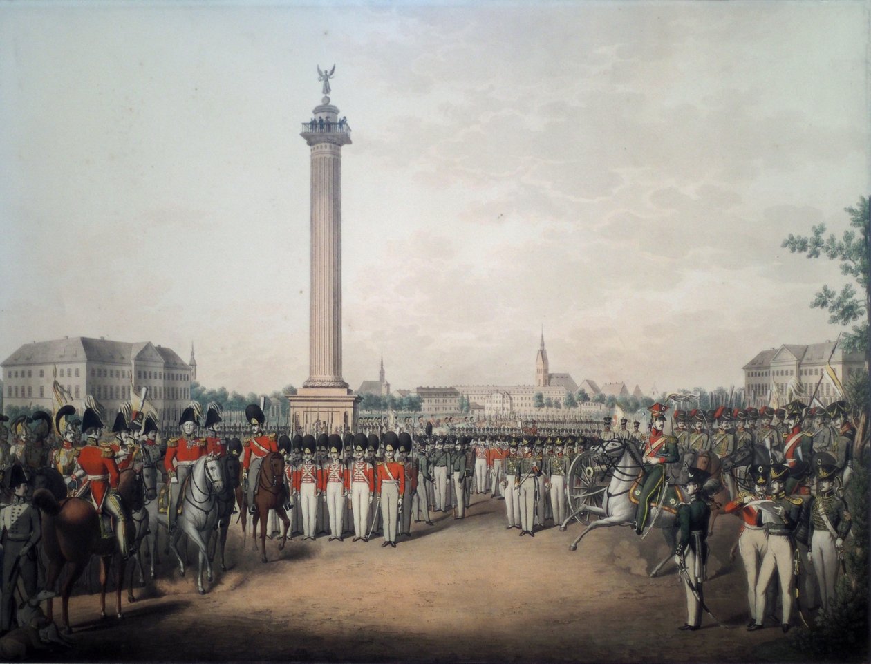 O exército real de Hanoverian no desfile na Waterlooplatz em Hanover de Georg Emanuel Opiz