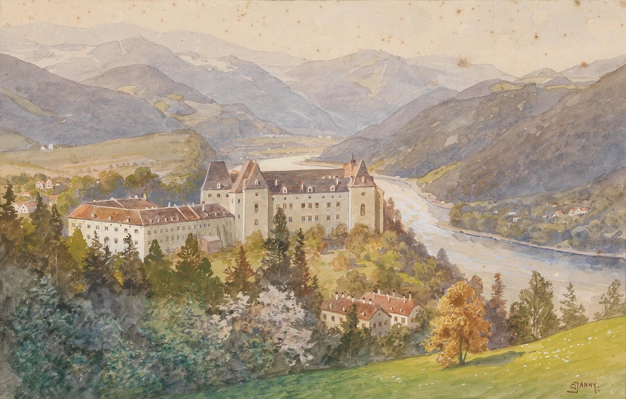 Vista sobre o Castelo de Grein no Danúbio de Georg Janny
