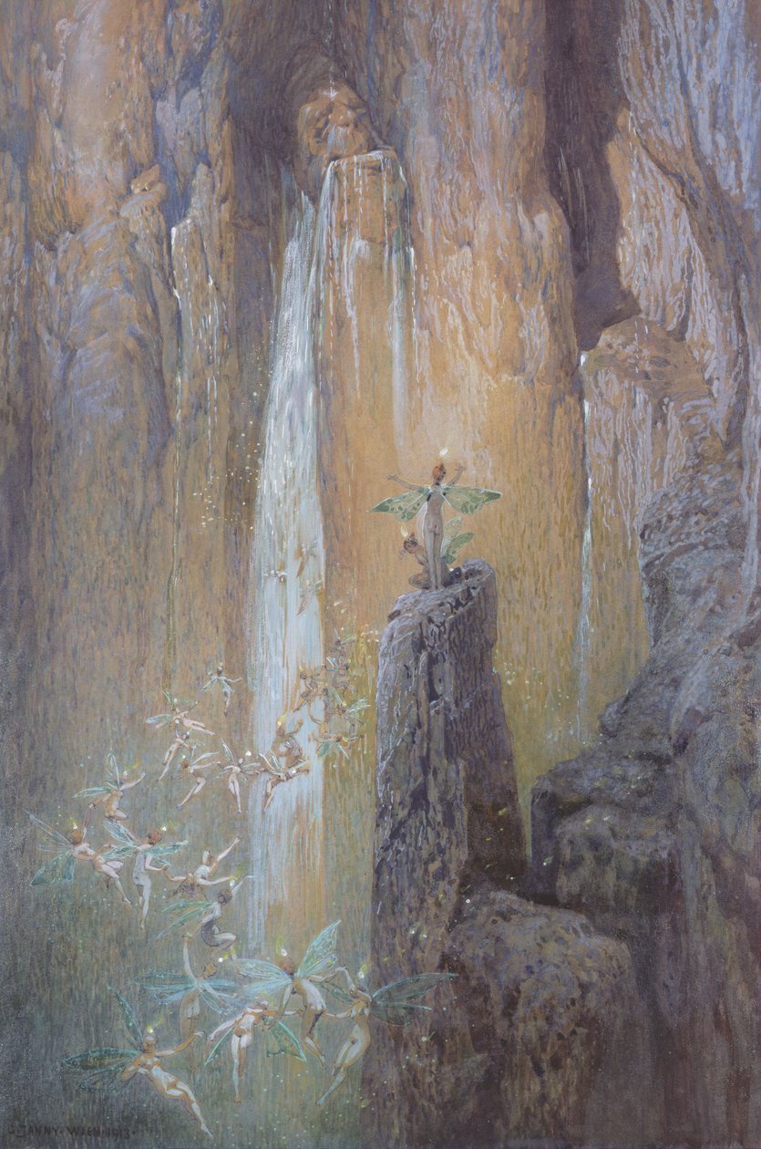 Fadas dançando por uma cachoeira, 1913 de Georg Janny