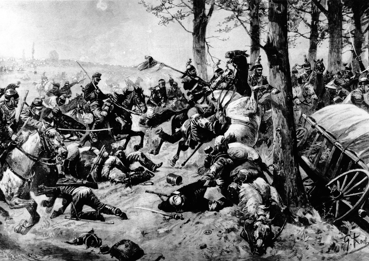 Cavaleiros blindados franceses atacando a batalha de Sedan no dia 1º de setembro de 1870 de Georg Koch
