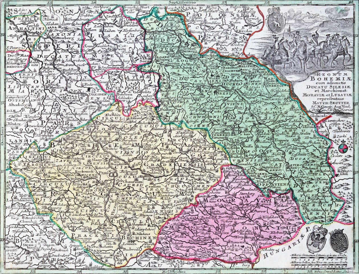 Mapa da Silésia, de um Atlas de Georg Matthäus Seutter