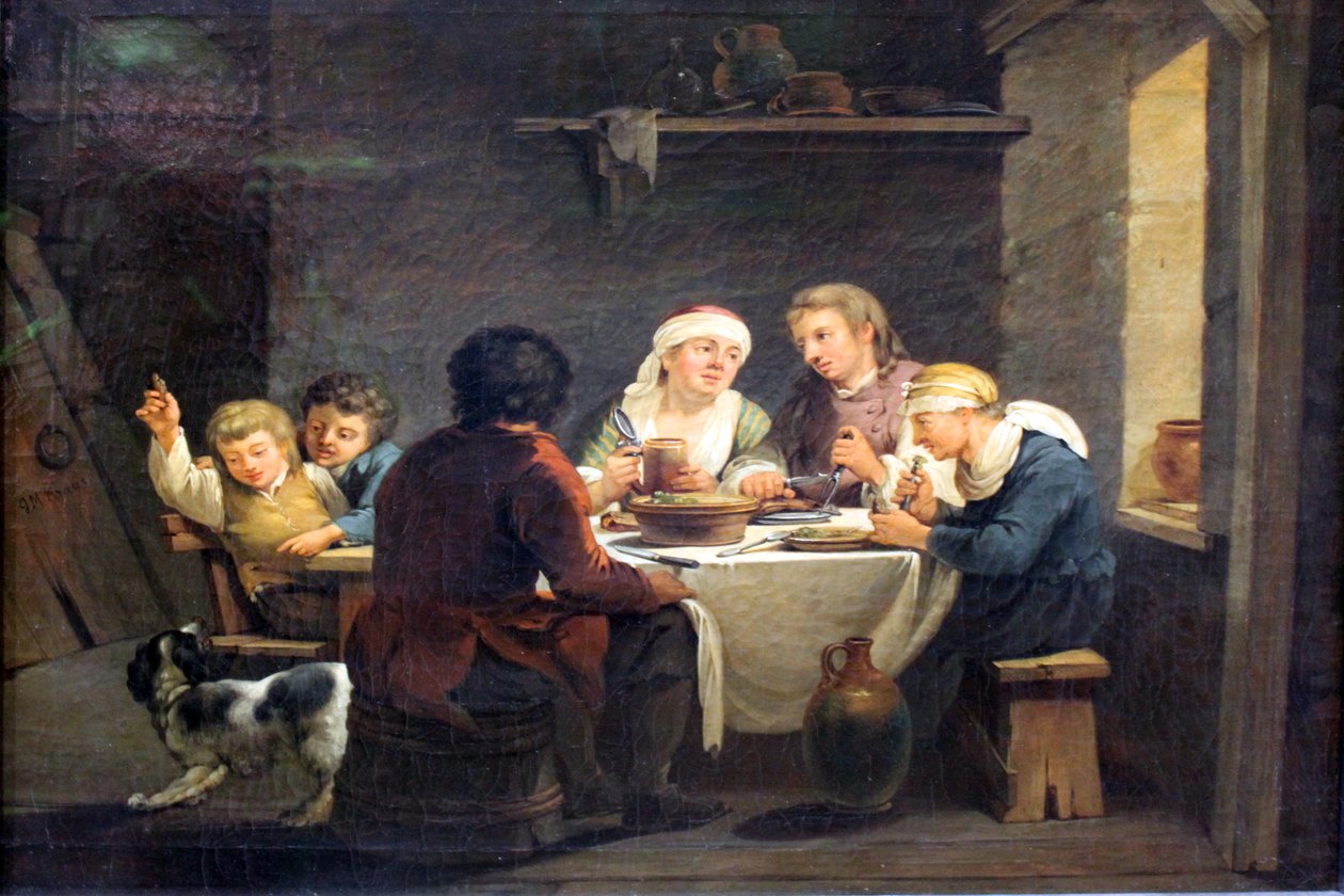 Família na refeição de Georg Melchior Kraus