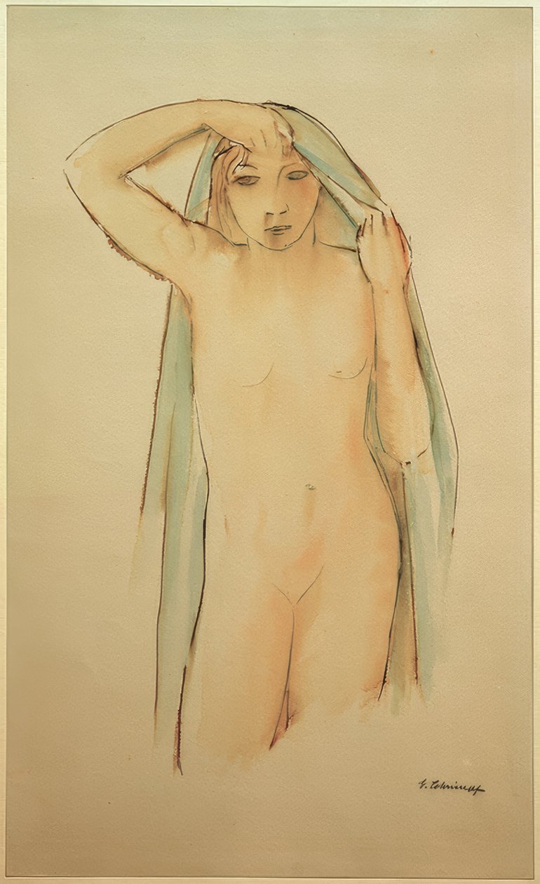 G. Schrimpf, ato de menina em pé de Georg Schrimpf