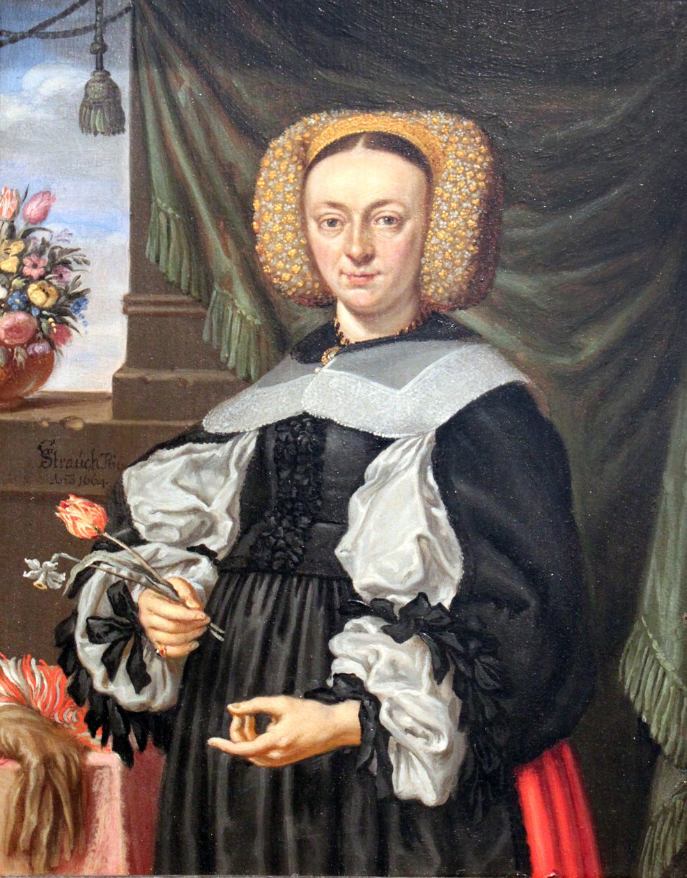 Retrato, de, um, mulher, com, flores de Georg Strauch