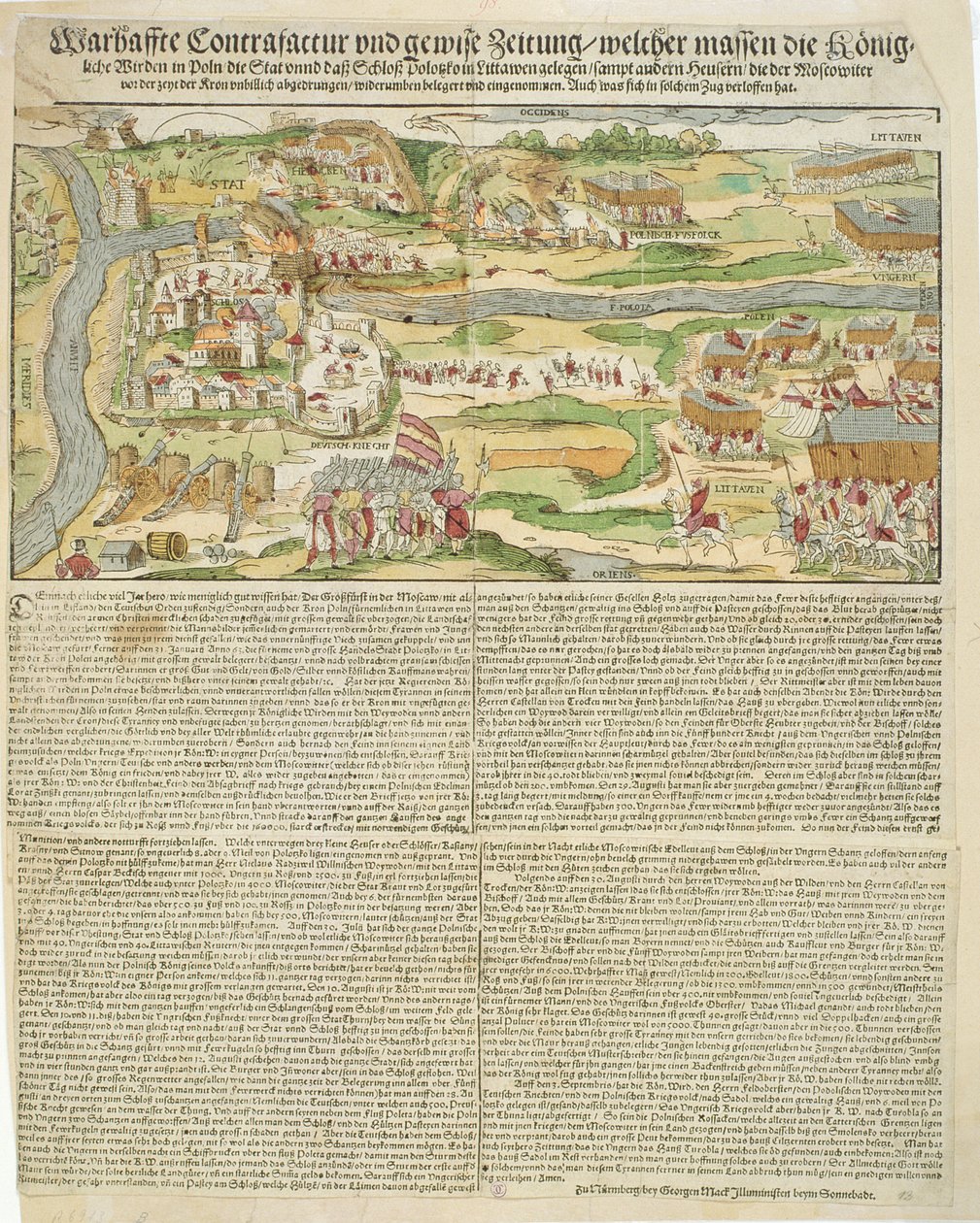 Vista do cerco de Polotsk por Stephen Bathory (1533-1586) em 1579 de Georg the elder Mack