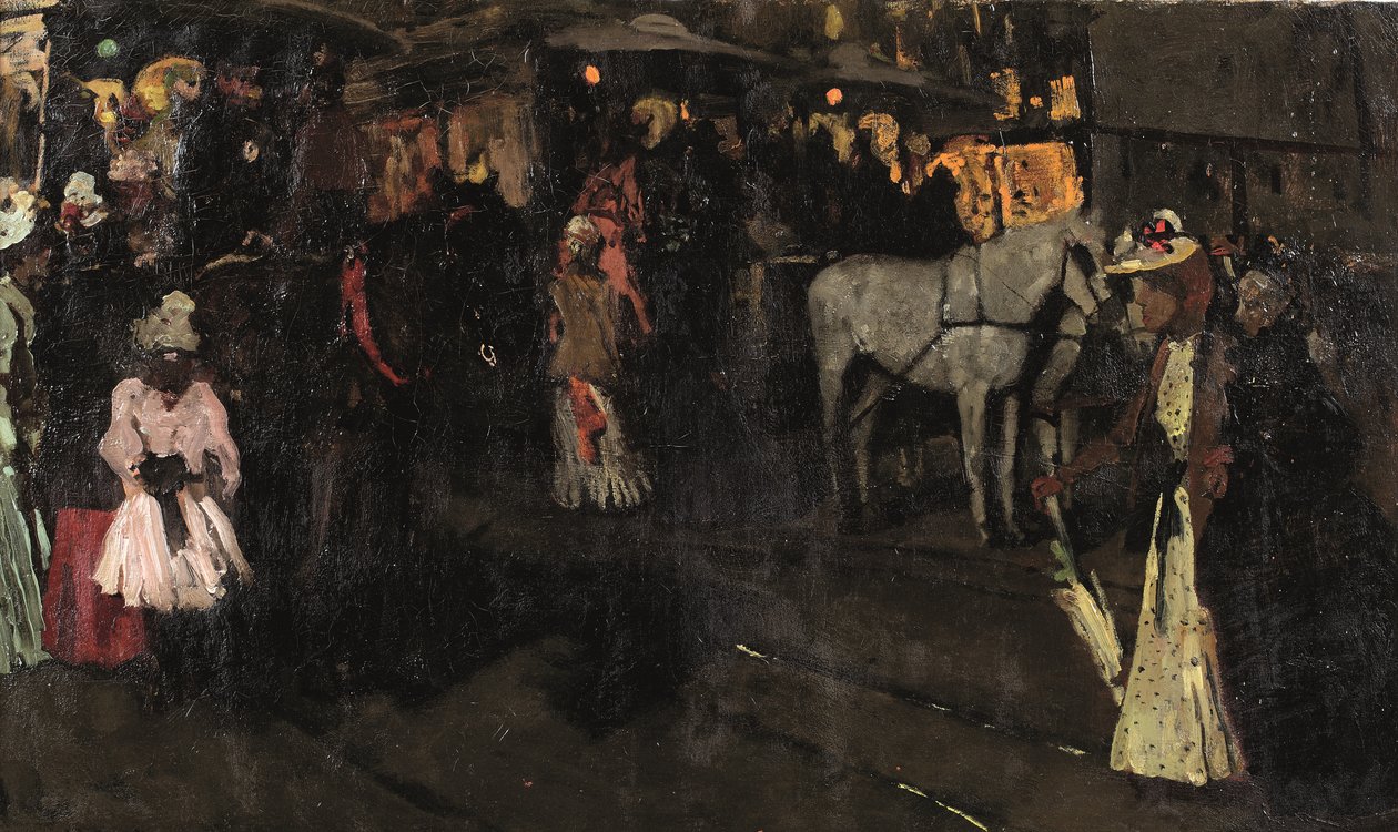 Um domingo à noite na Barragem, Amesterdão, c.1895 (óleo sobre tela) de Georg Hendrik Breitner