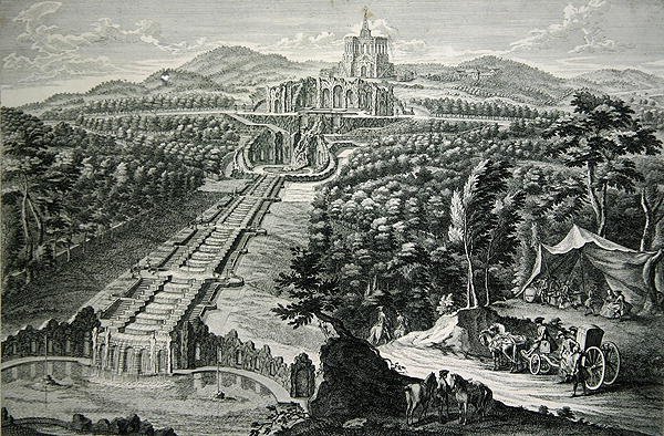 Vista sobre o Octógono e as Cascatas, gravada por W.C. Mayr (gravação e gravura em cobre) de Georg (after) Finck or Fuenck