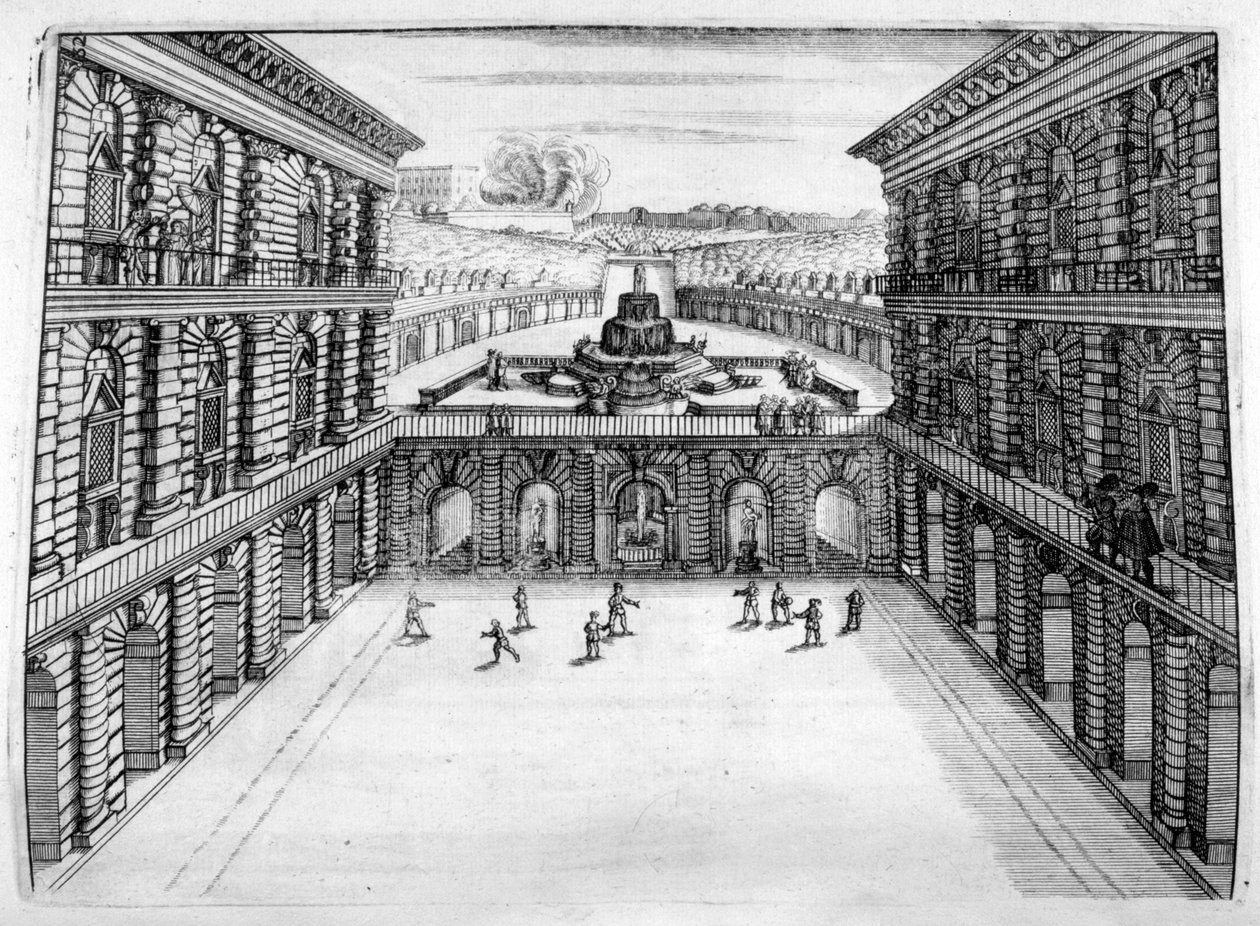 Design de castelo e jardim, 1664 de Georg Andreas Bockler