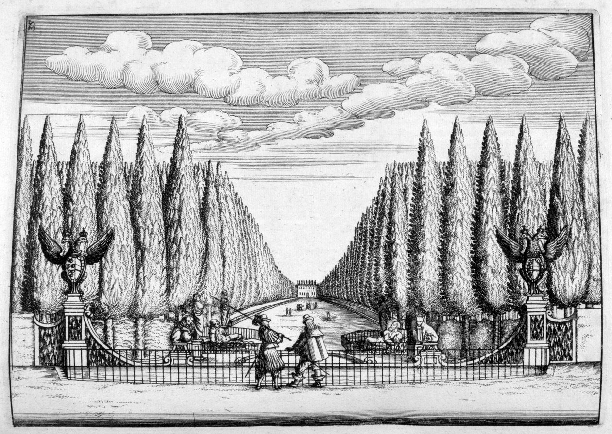 Design de castelo e jardim, 1664 de Georg Andreas Bockler